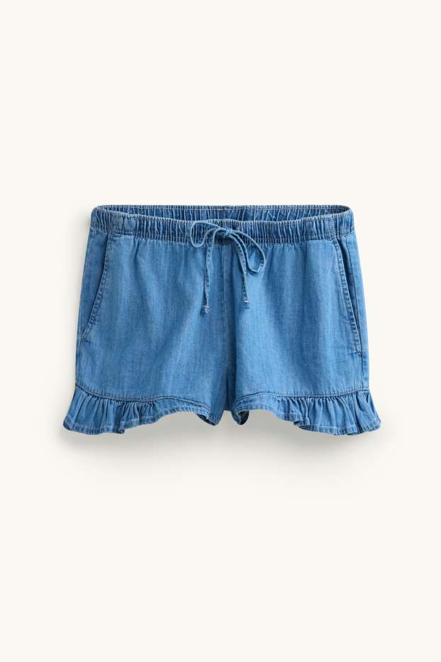 Damen - Shorts - Mid Waist - Jeans-Look - blau