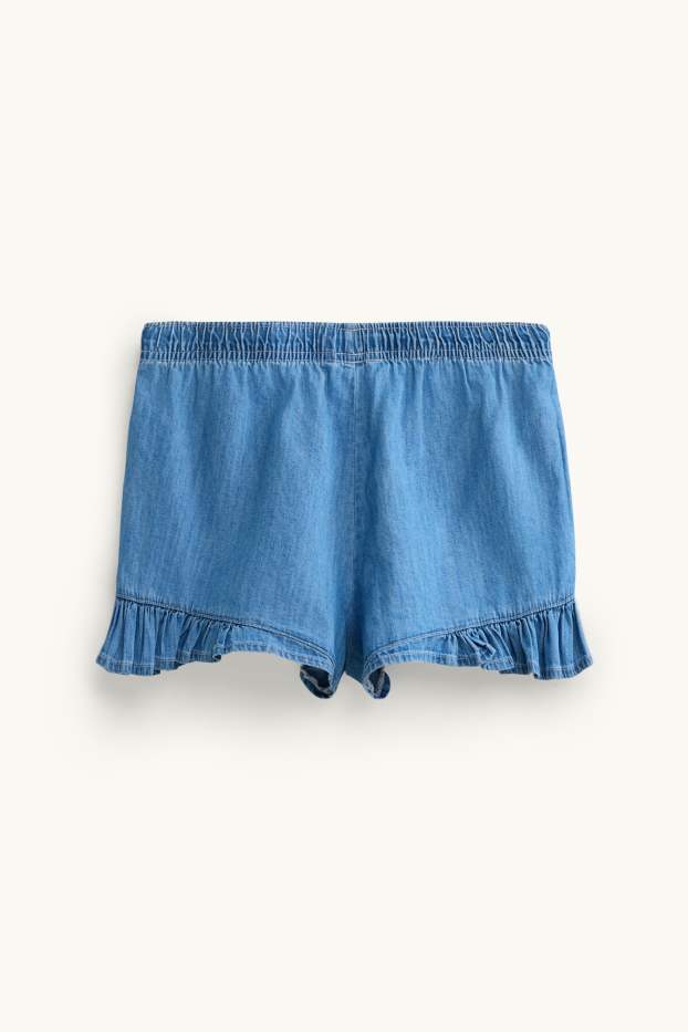 Damen - Shorts - Mid Waist - Jeans-Look - blau