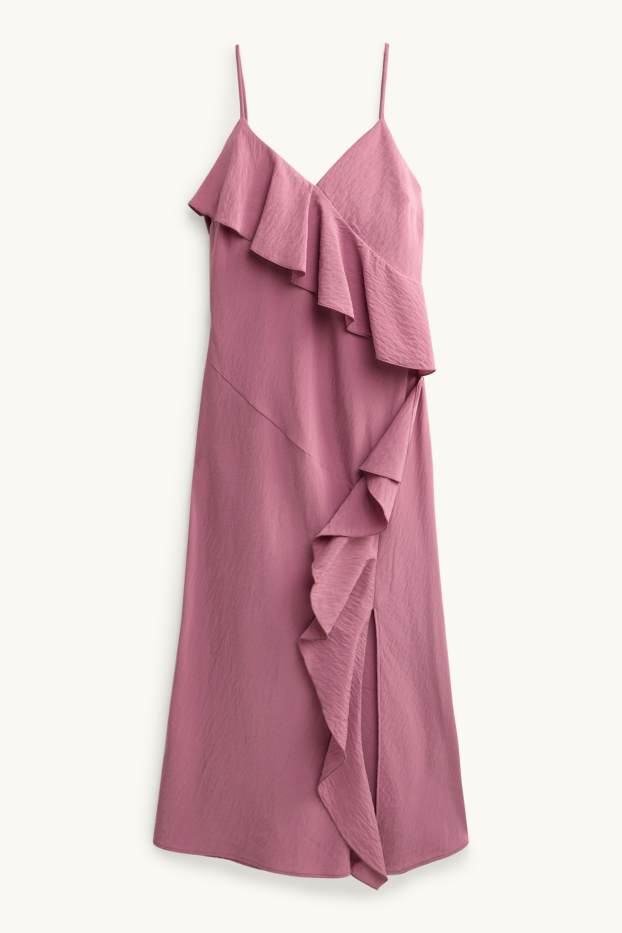 Damen - Fit & Flare Kleid mit V-Ausschnitt - lila