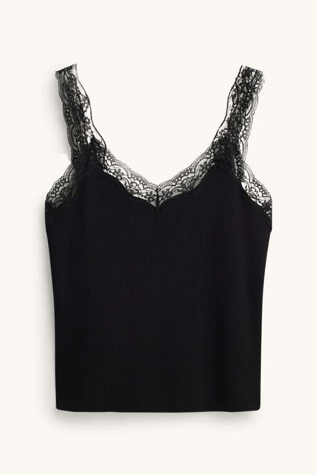 Dámské - Top - žebrovaný - černá