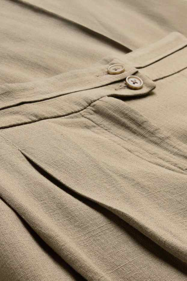 Dámské - Plátěné kalhoty - mid waist - wide leg - khaki