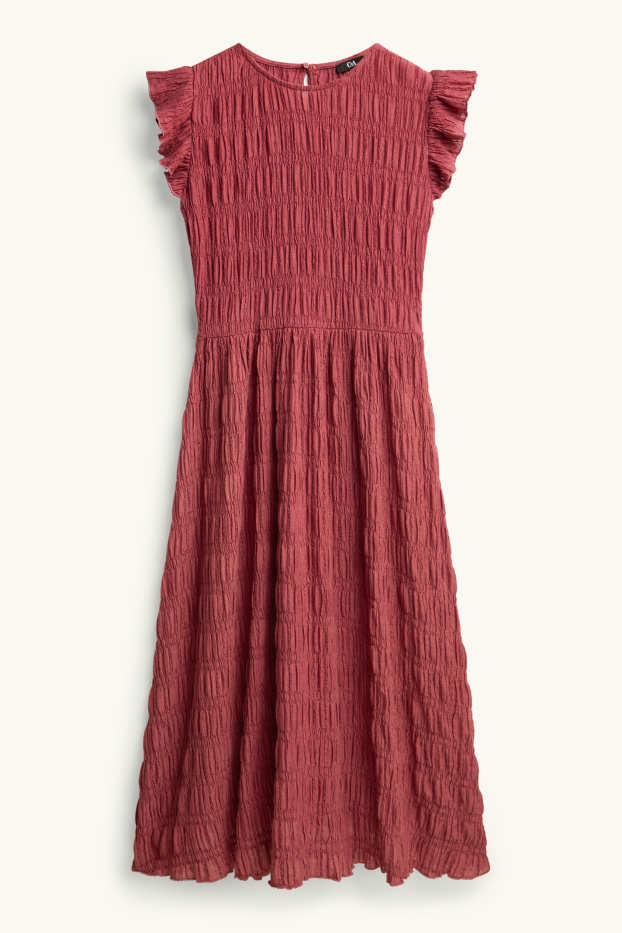 Damen - Fit & Flare Kleid - strukturiert - dunkelrot