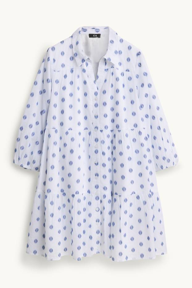 Damen - A-Linien Kleid - gepunktet - weiss
