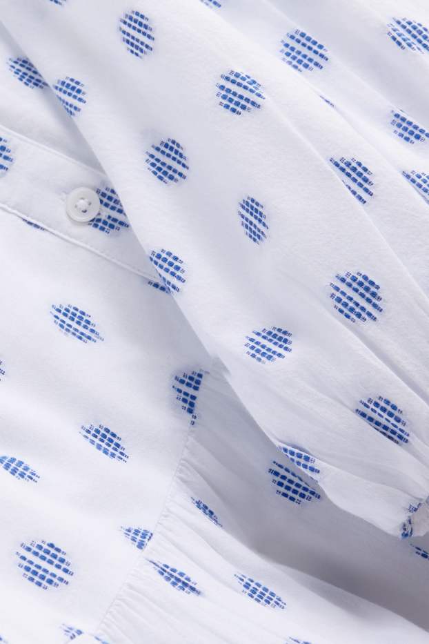 Damen - A-Linien Kleid - gepunktet - weiss