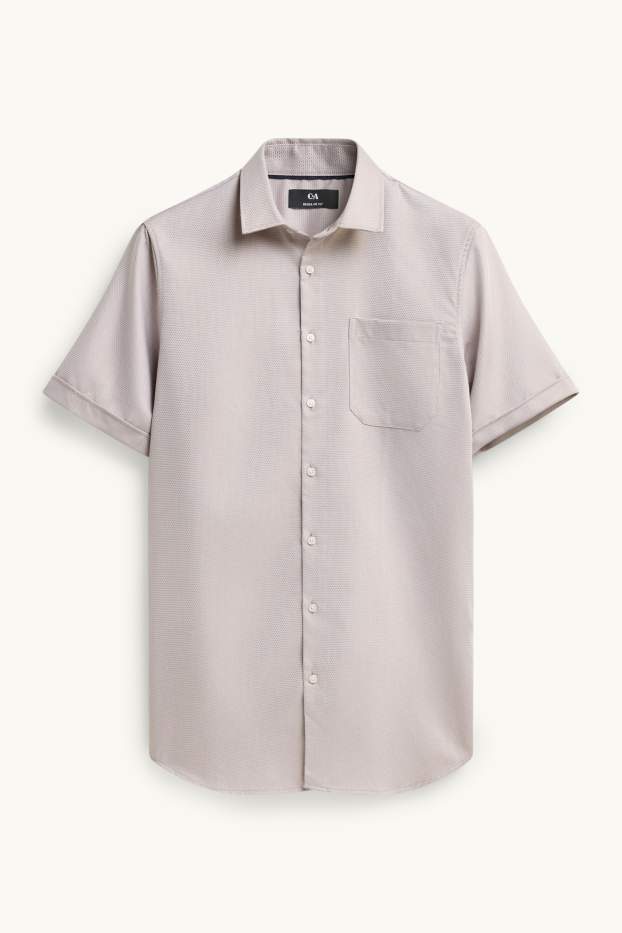 Hommes - Chemise de bureau - regular fit - col Kent - finition texturée - gris