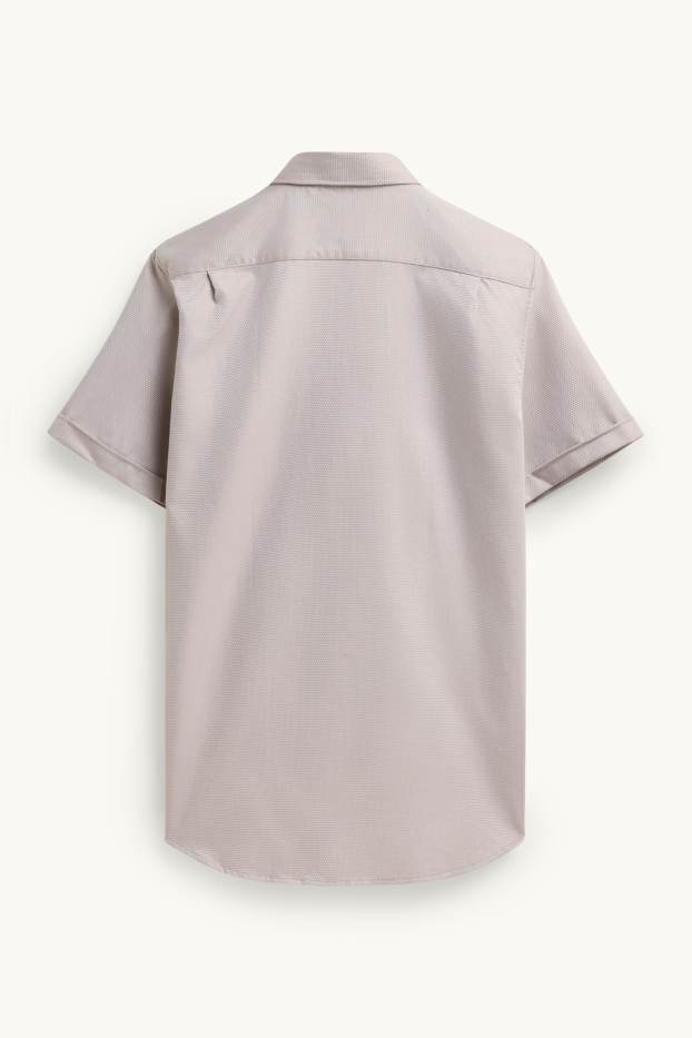 Hommes - Chemise de bureau - regular fit - col Kent - finition texturée - gris