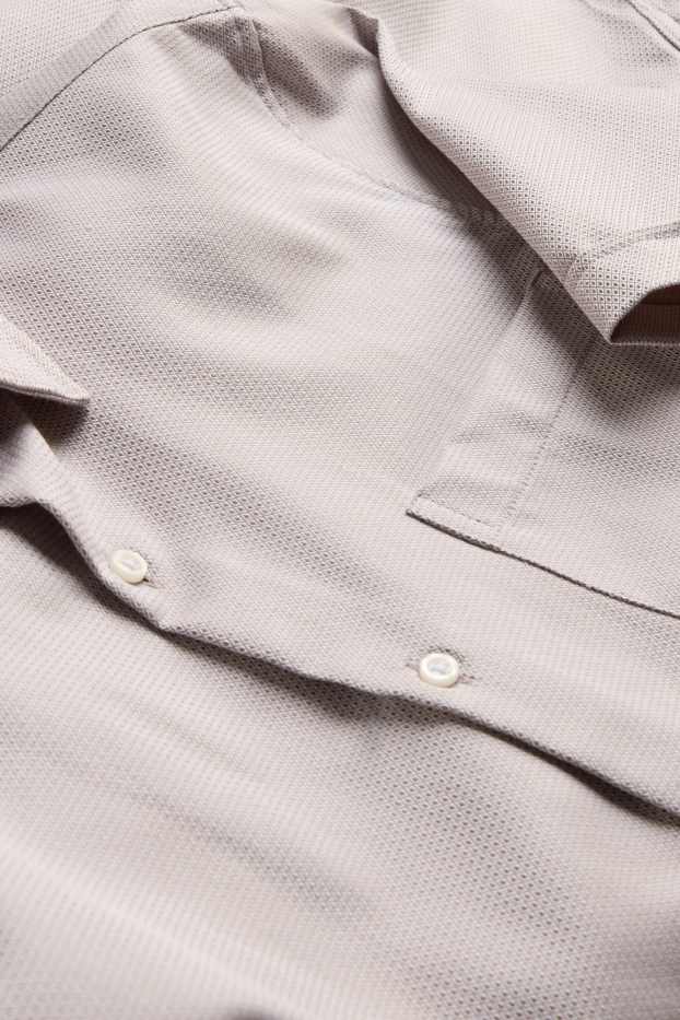 Hommes - Chemise de bureau - regular fit - col Kent - finition texturée - gris