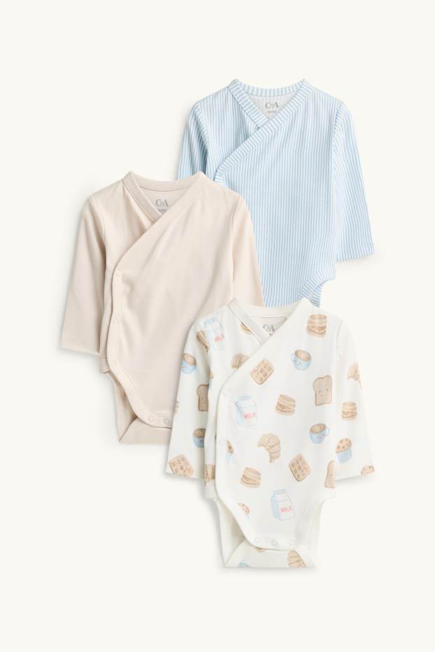 Unisex - Paquet de 3 - esmorzar - bodi encreuat per a nadó - crema