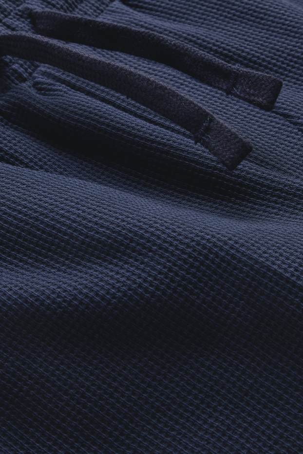 Hommes - Short en molleton - finition texturée - bleu foncé