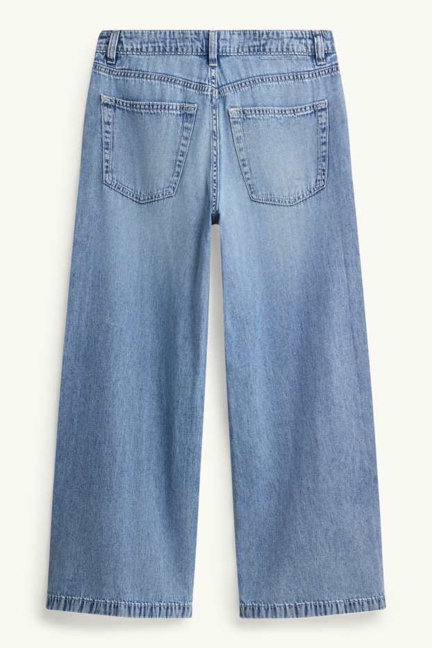 Femmes - Crop wide leg jean - mid waist - jean bleu