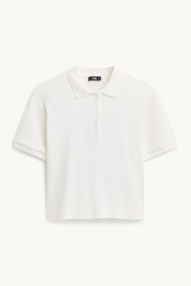 Dona - Polo - regular fit - acanalat - blanc