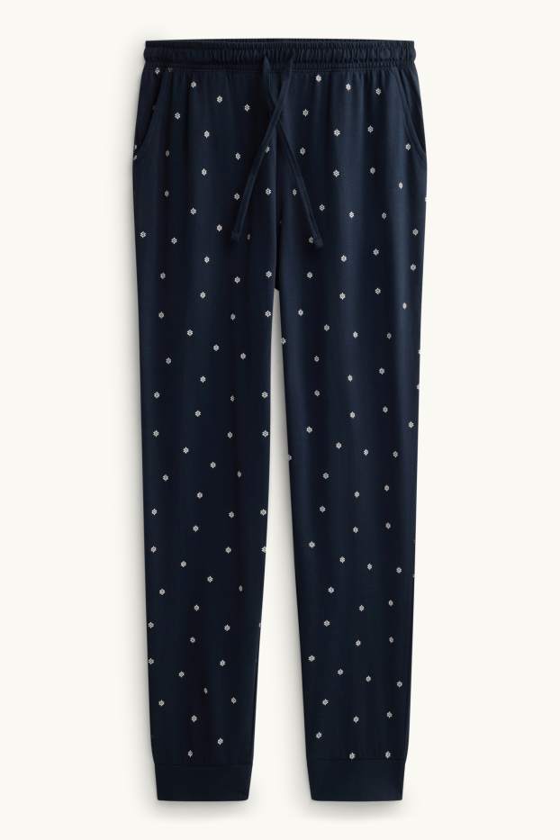 Dona - Pantalons de pijama - de flors - blau fosc