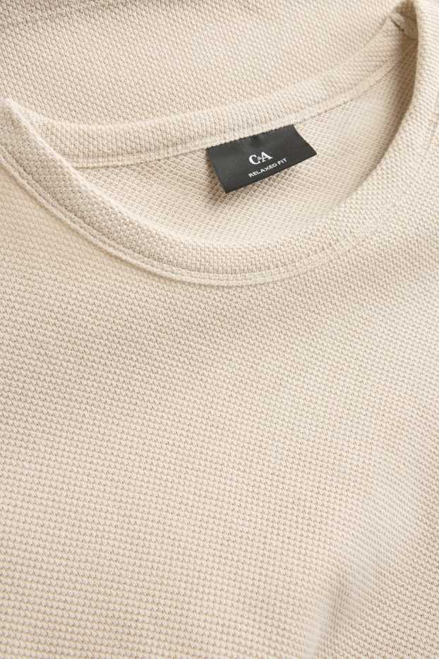 Pánské - Tričko - relaxed fit - strukturované - béžová