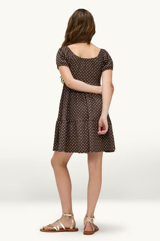 Kinder Mädchen - Kleid - gepunktet - braun