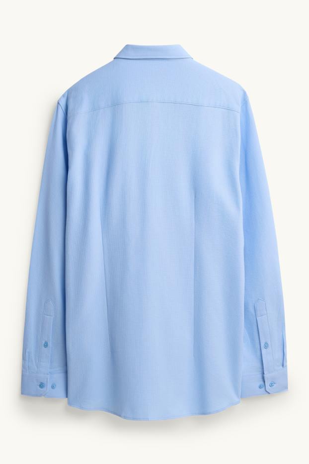 Hommes - Chemise de bureau - slim fit - col kent - facile à repasser - texturée - bleu clair