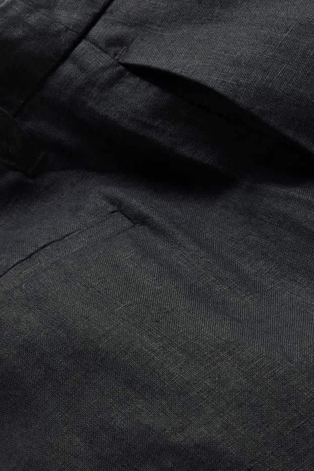 Dames - Linnen broek - high waist - wide leg - zwart