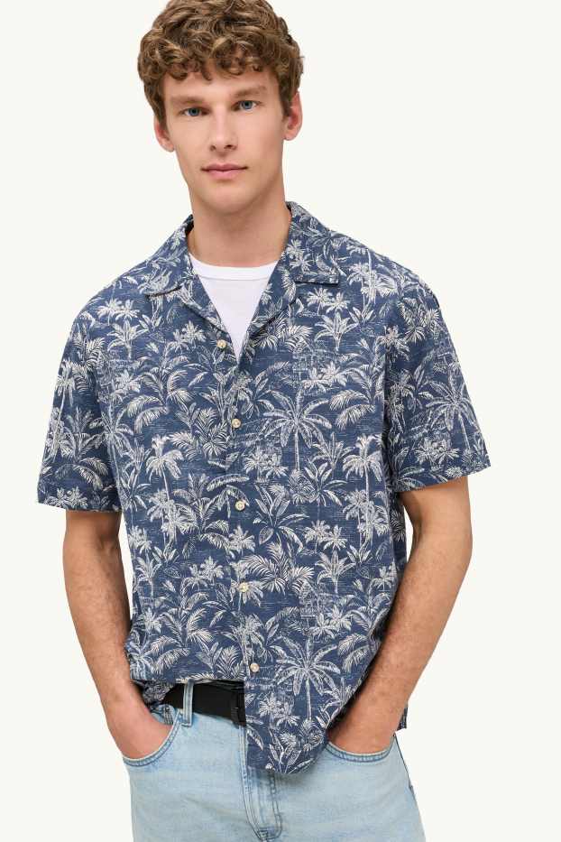 Herren - Hemd - Regular Fit - Reverskragen - gemustert - blau