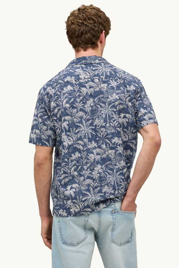 Herren - Hemd - Regular Fit - Reverskragen - gemustert - blau