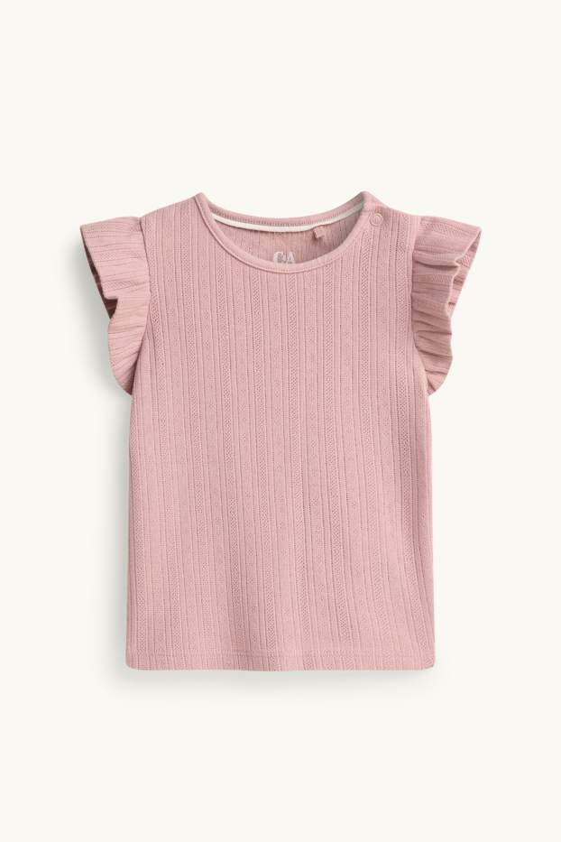 Bebeluși - fete - Floricele - compleu bebeluși - 2 piese - galben deschis