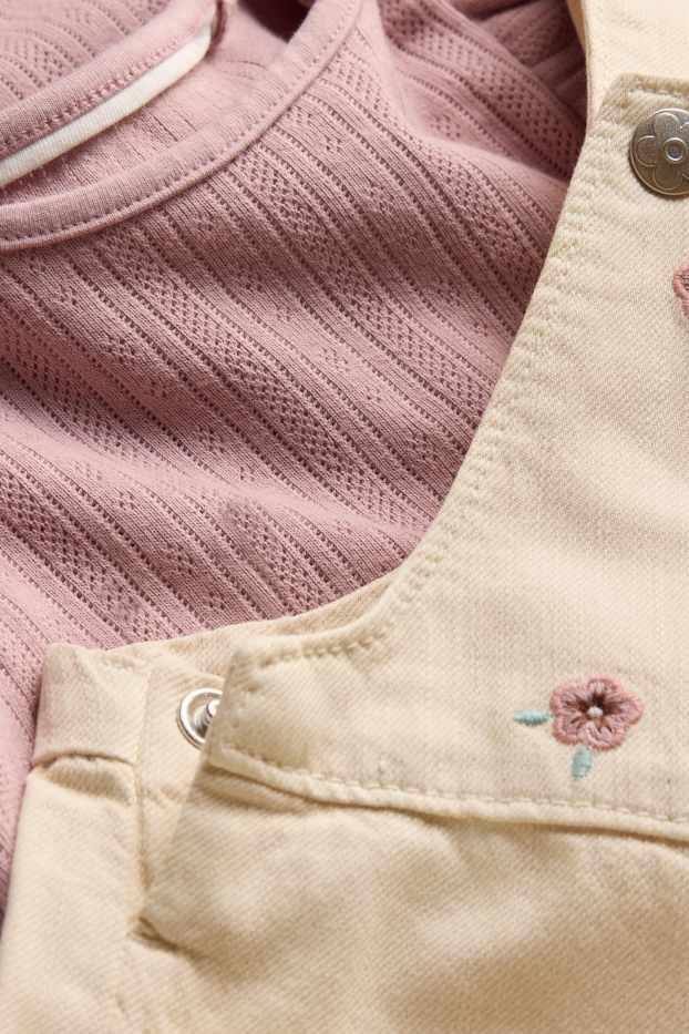 Bebeluși - fete - Floricele - compleu bebeluși - 2 piese - galben deschis