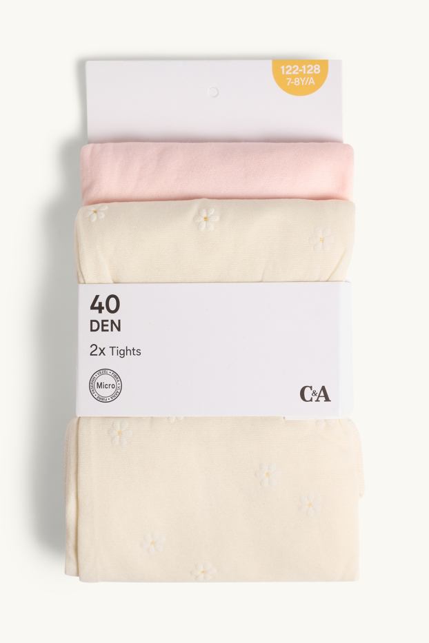 Children Girls - Multipack of 2 - floral - tights - 40 denier - creme