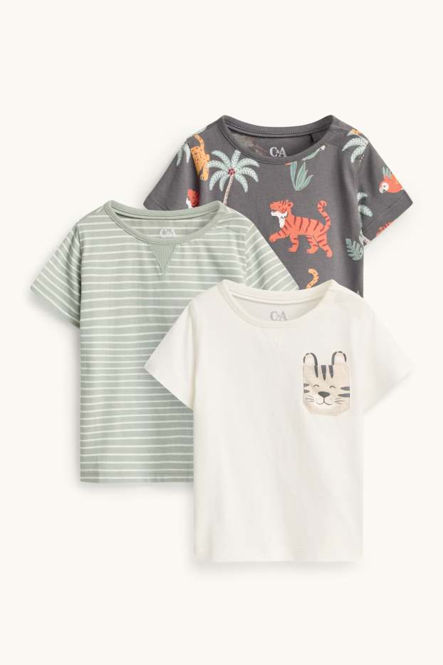 Nadó nen - Paquet de 3 - safari - samarreta de mànigues curtes - blanc