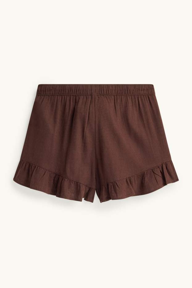 Femmes - Short - high waist - marron foncé