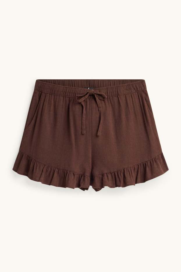Femmes - Short - high waist - marron foncé