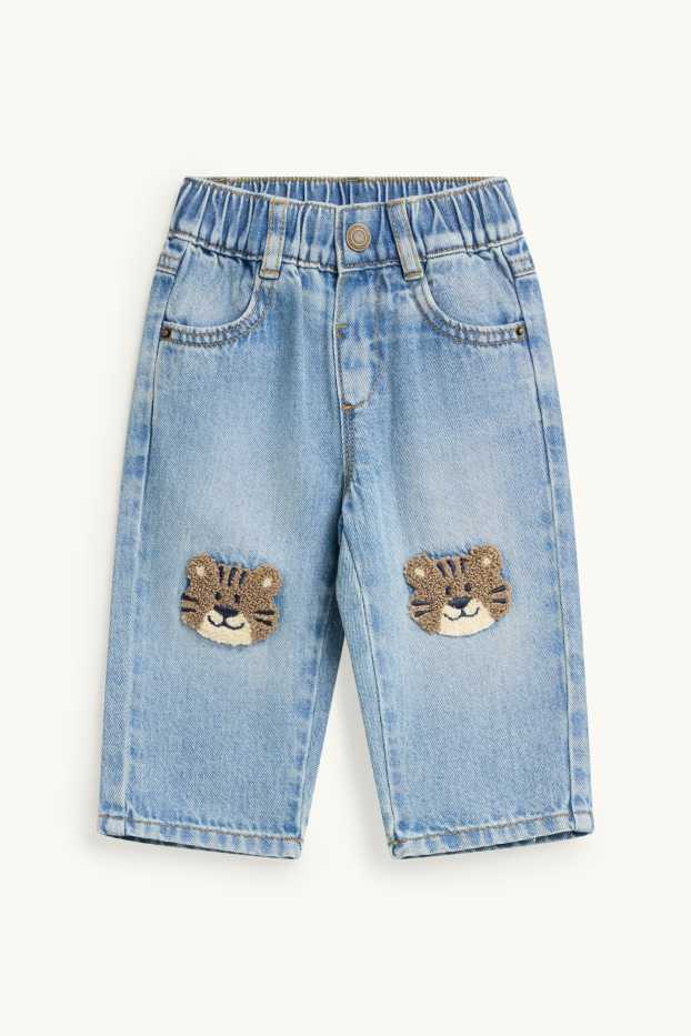 Baby Boys - Teddy bear - baby jeans - blue denim