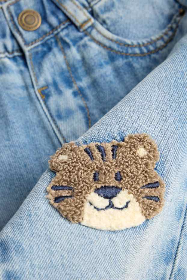 Baby Boys - Teddy bear - baby jeans - blue denim