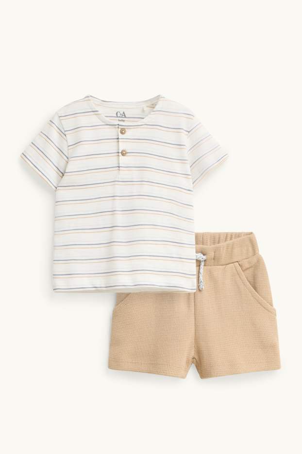 Baby Buben - Baby-Outfit - 2 teilig - weiß / beige