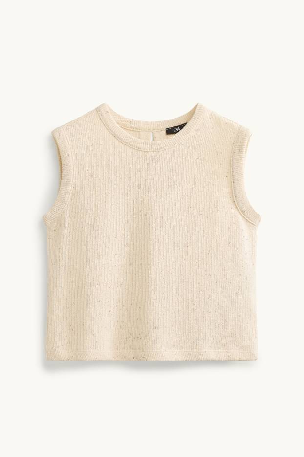Donna - Top in maglia - bianco crema