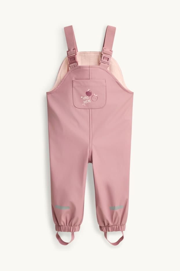 Baby: meisjes - Appel - babyregenbroek - waterdicht - fuchsiarood