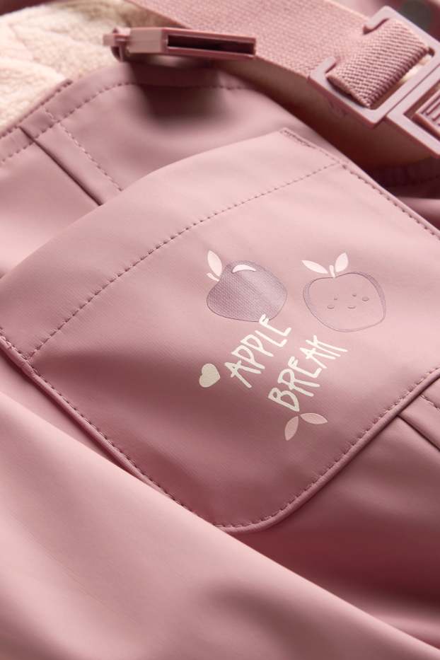 Baby: meisjes - Appel - babyregenbroek - waterdicht - fuchsiarood