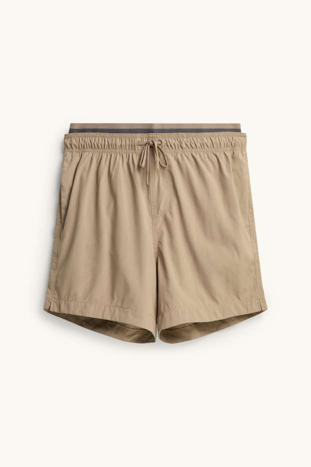 Men - Swim shorts - 2-in-1 look - beige