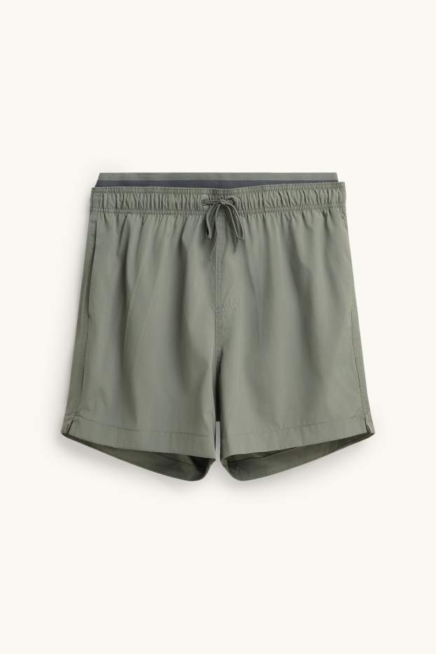 Herren - Badeshorts - 2-in-1-Look - dunkelgrün