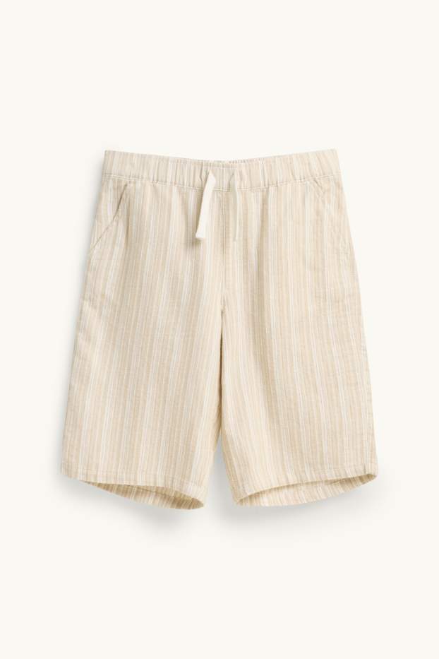 Children Boys - Bermuda shorts - striped - textured - beige
