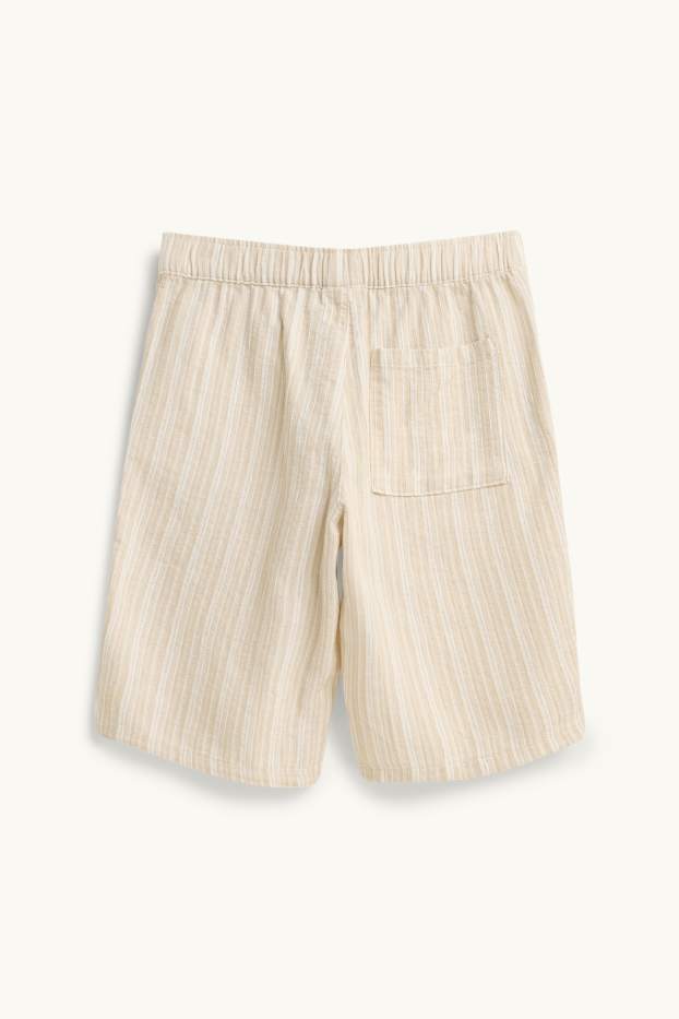 Children Boys - Bermuda shorts - striped - textured - beige