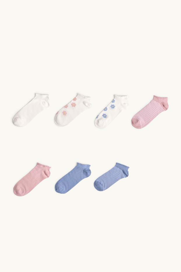 Kinder Mädchen - Multipack 7er - Blume - Sneakersocken - weiss