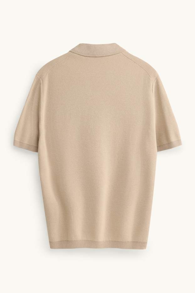 Hommes - Polo en maille - regular fit - finition texturée - beige