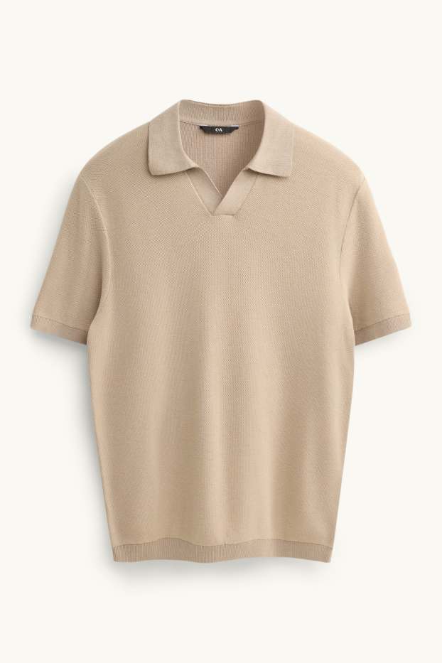 Hommes - Polo en maille - regular fit - finition texturée - beige