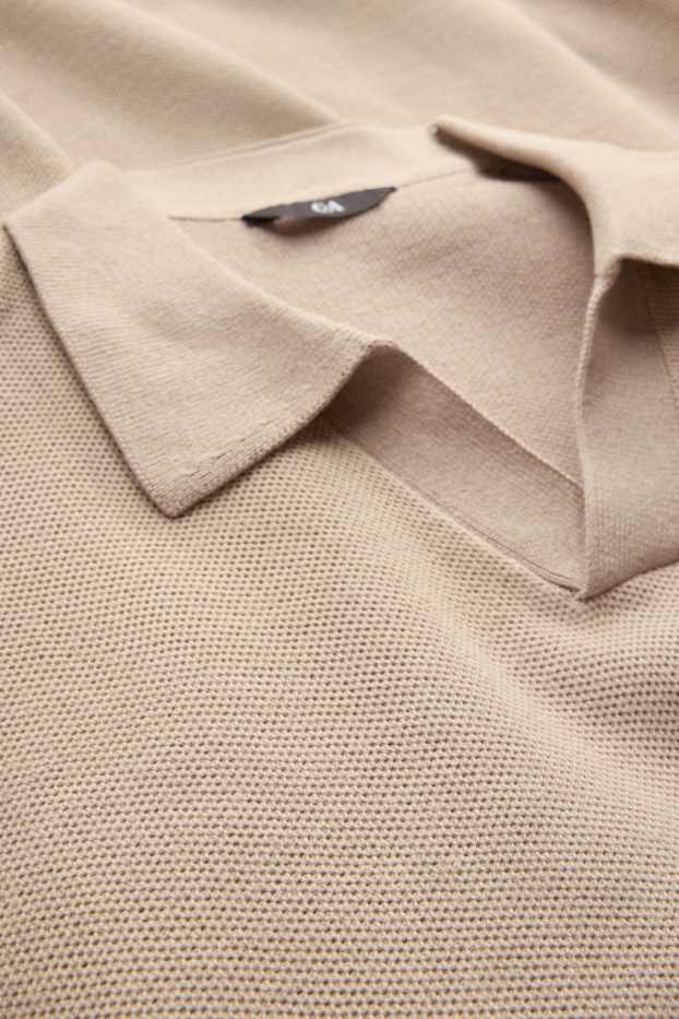 Hommes - Polo en maille - regular fit - finition texturée - beige
