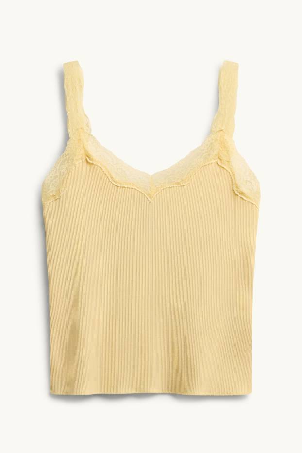 Dámské - Top - žebrovaný - žlutá