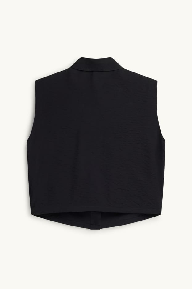 Femmes - Gilet sans manches - finition texturée - noir