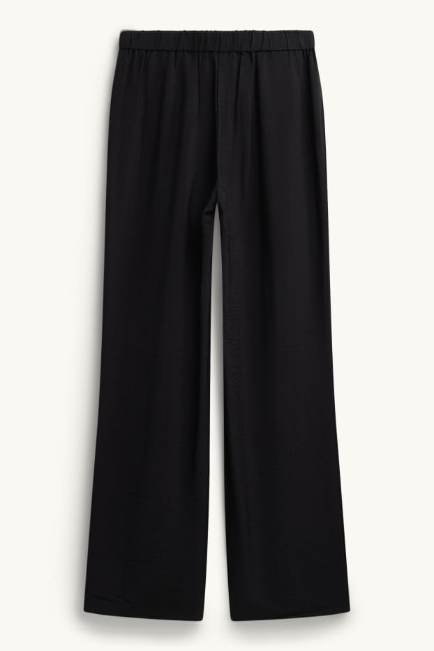 Femmes - Pantalon en toile - high waist - wide leg - noir
