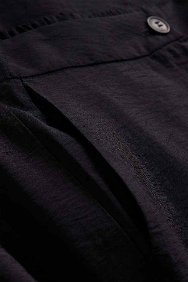 Femmes - Pantalon en toile - high waist - wide leg - noir