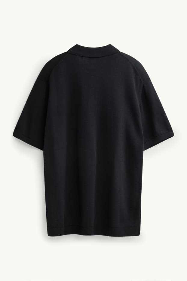 Bărbați - Tricou polo din tricot - regular fit - negru
