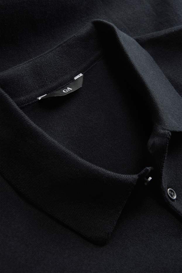 Bărbați - Tricou polo din tricot - regular fit - negru