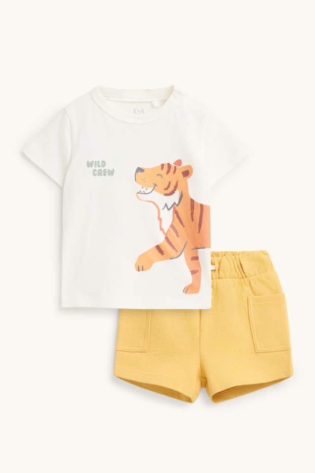 Baby Buben - Tiger - Baby-Outfit - 2 teilig - weiß / gelb