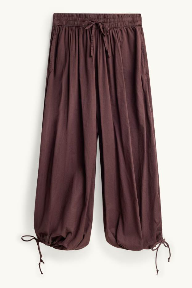 Damen - Haremshose - Mid Waist - Balloon Leg - braun